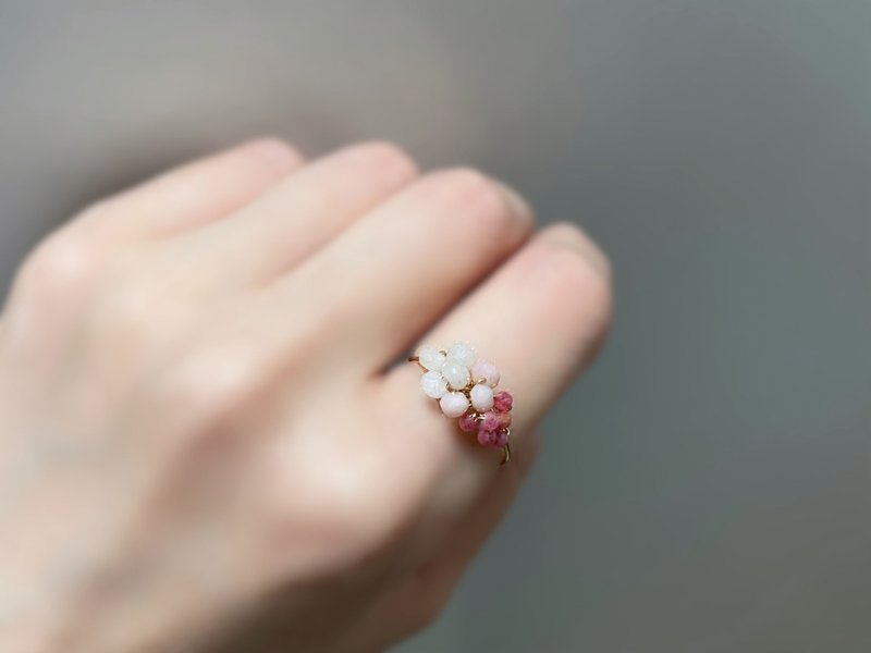 Bijou bouquet - 摩根石 粉紅蛋白石 薔薇石 線戒 - 戒指 - 寶石 粉紅色