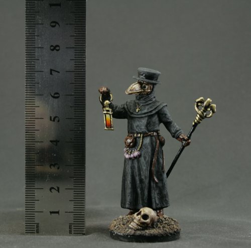 微型ペスト医師手描きのミニチュア置物54mm男性のための家の装飾の