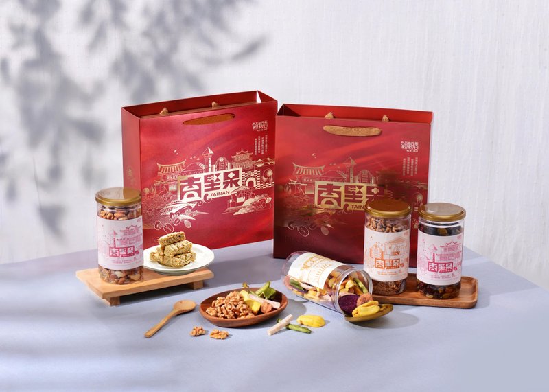 【台南堅果禮盒】文青款-無花果+玩莓五堅果 - 水果乾 - 新鮮食材 