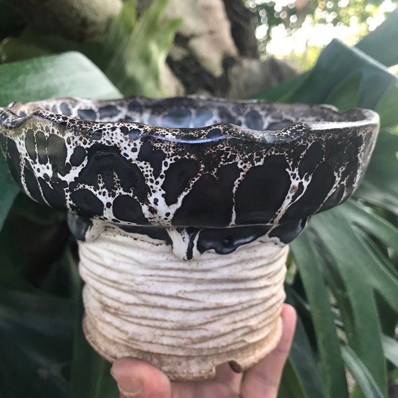 滴墨豹系列//首發 油滴天目垂珠盆缽 - 盆栽/植栽 - 陶 黑色