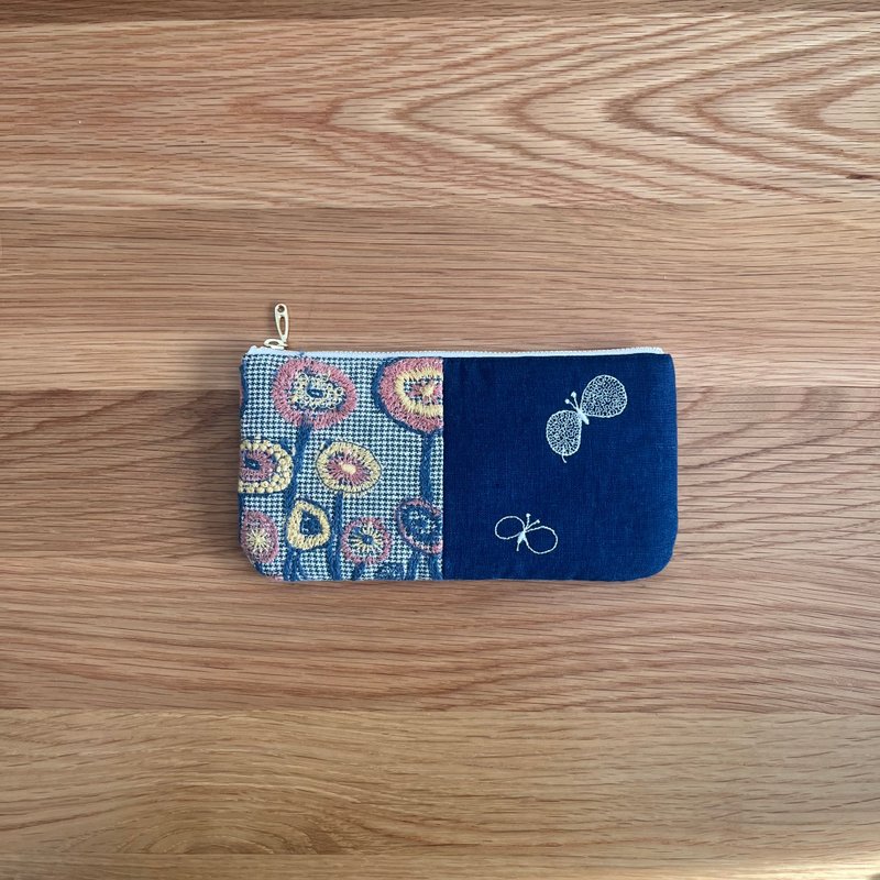 mina  perhonen  path choucho mermaid 刺繍包装　筆袋 - 鉛筆盒/筆袋 - 棉．麻 藍色
