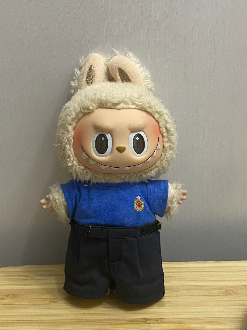 消防員17cm labubu 藍色工作汗衣 - 公仔/玩偶 - 棉．麻 橘色