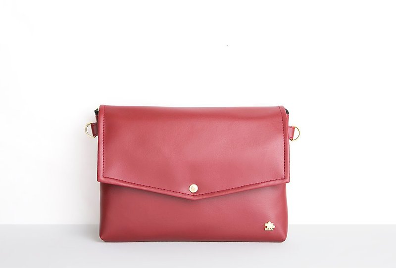 Taiwan Original/CLM Vegan Leather/Envelope Bag Set_Red - Handbags & Totes - Faux Leather Red