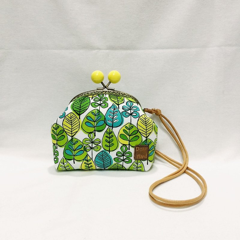 Candy mouth gold package leaves + summer + - กระเป๋าเครื่องสำอาง - ผ้าฝ้าย/ผ้าลินิน สีเขียว