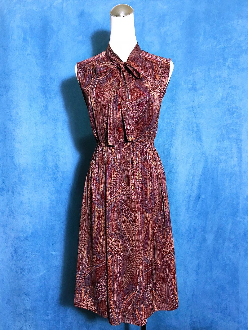 Totem Tie Sleeveless Vintage Dress / Bring back VINTAGE abroad - One Piece Dresses - Polyester Red