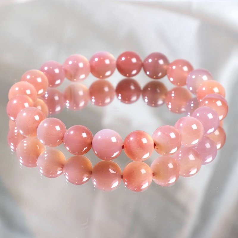 #566 One picture, one object/10mm salt source agate crystal bracelet ore bracelet to help sleep and balance energy - Bracelets - Crystal Pink