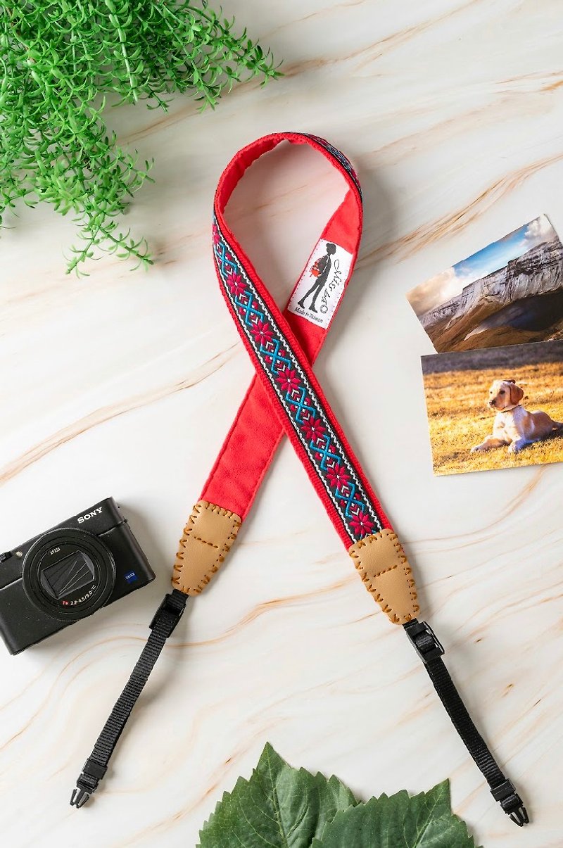Missbao Handmade Workshop - Hand-sewn multi-purpose strap for stress relief - suitable for mobile phones, cameras, bags and water bottles - Cameras - Cotton & Hemp Red