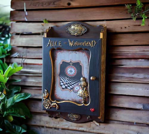 HelenRomanenko Alice in Wonderland Wall key storage box Personalized Key Holder
