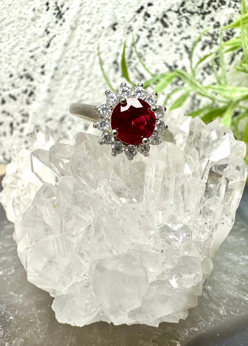 [Inexplicably wonderful grocery store] Red and green chalcedony gorgeous style S925 Silver ring - แหวนทั่วไป - เงินแท้ สีแดง