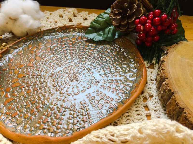 + Christmas limited + hand-pressed Christmas cookie tray - Cookware - Pottery 