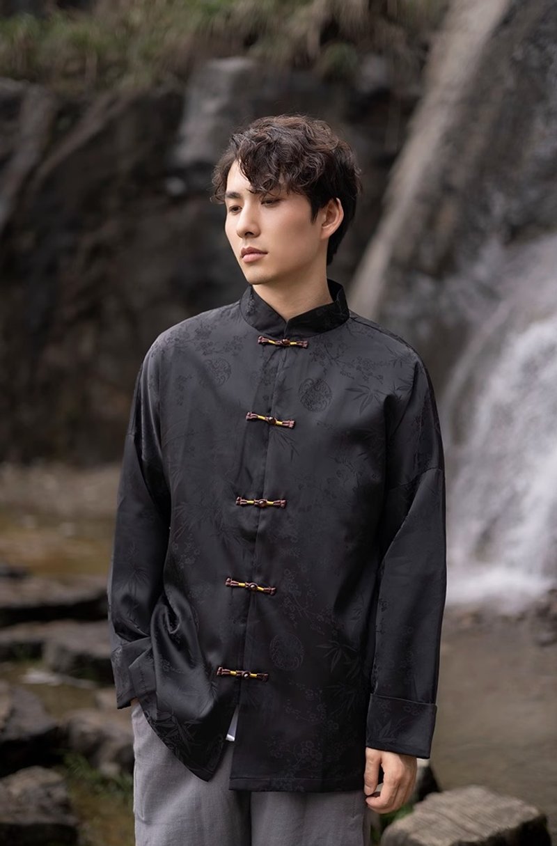 東方美學 中國風撞色盤扣夾克外套 - 男夾克/外套 - 其他材質 多色