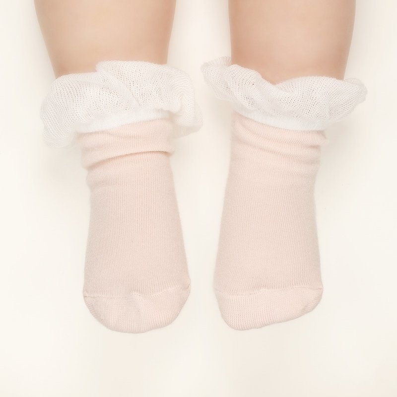 Happy Prince My Girl Lace Baby Girl Socks Made in Korea - ถุงเท้าเด็ก - ผ้าฝ้าย/ผ้าลินิน ขาว