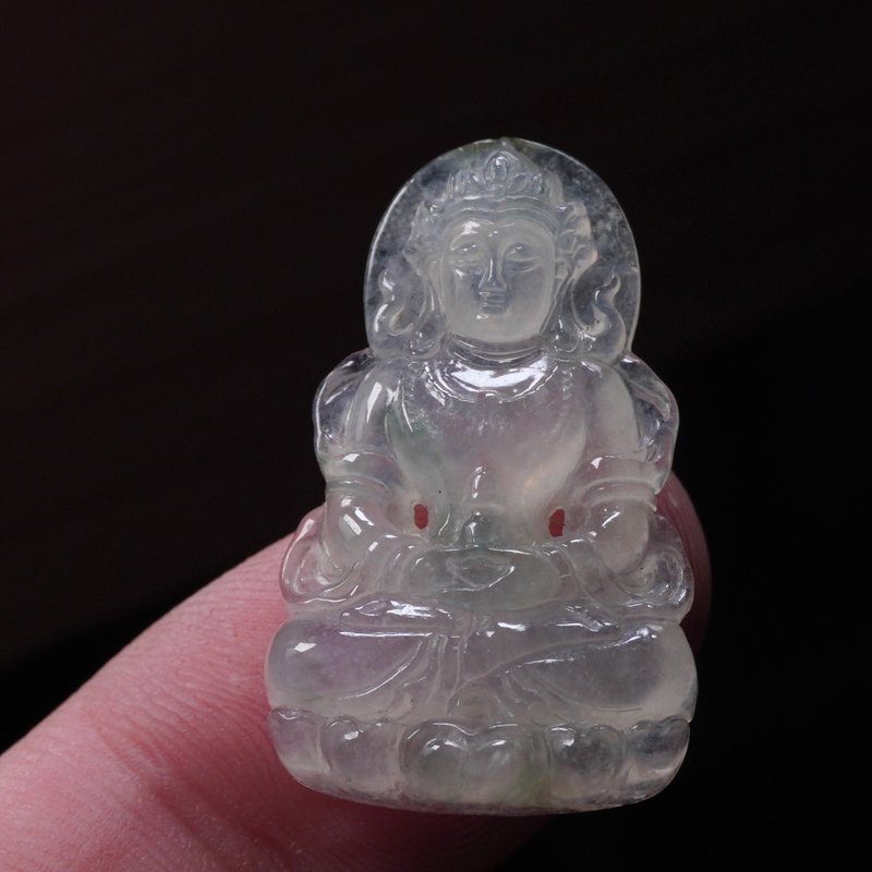 冰種飄花翡翠精雕渡母項鍊 | 天然緬甸玉A貨翡翠 | 送禮 - 項鍊 - 玉石 透明