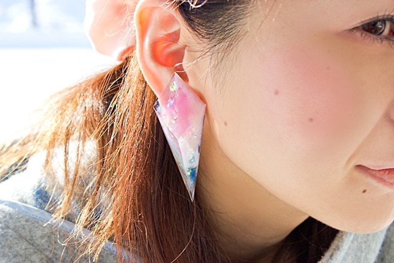 Ultra-sharp pyramid earrings (large icicles) - Earrings & Clip-ons - Other Materials Pink