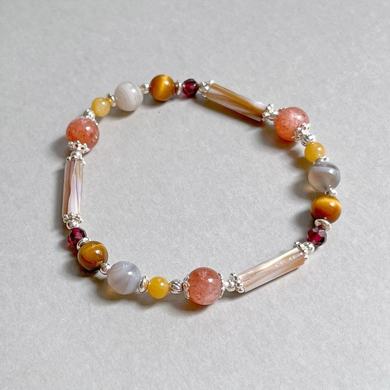 Sunstone Stone Eye Persian Agate 925 Sterling Silver Bracelet - สร้อยข้อมือ - เครื่องเพชรพลอย 