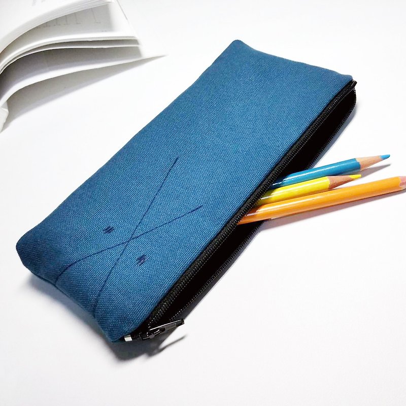 Black or Blue pencil bag - Pencil Cases - Cotton & Hemp Blue