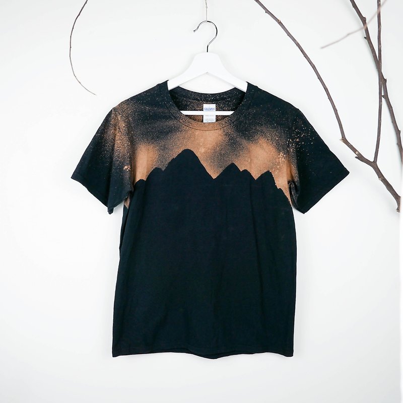 : Night Mountain : Tie dye/T-shirt/Garment/Custom size/Men/Women - เสื้อฮู้ด - ผ้าฝ้าย/ผ้าลินิน สีดำ