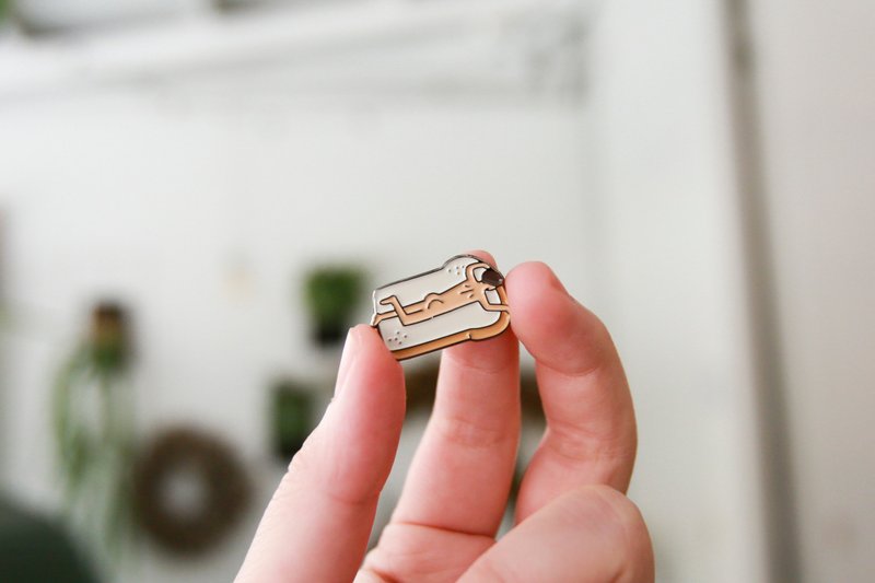 Toast Boy Enamel Pin - Brooches - Copper & Brass White