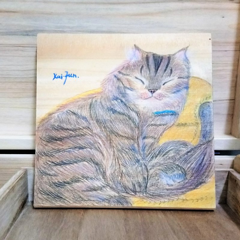 Chubby Cat 色鉛筆畫創作 - 海報/掛畫/掛布 - 顏料 多色