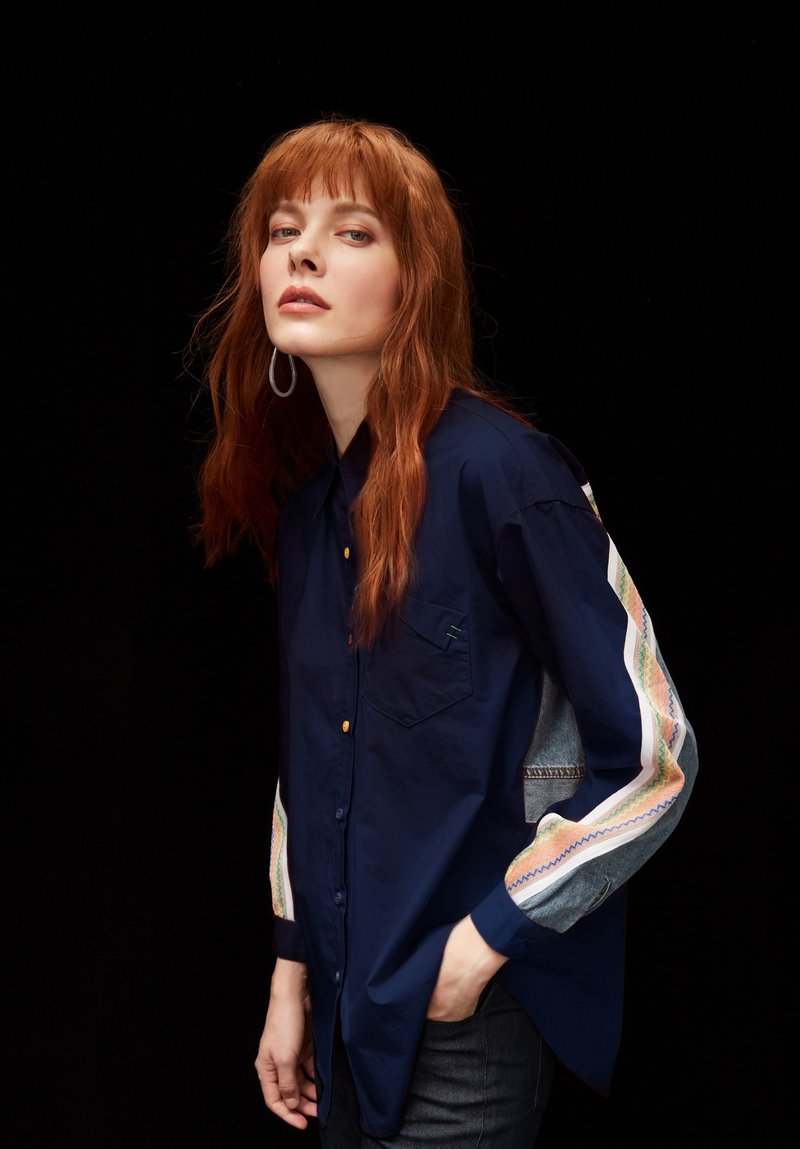 denim patchwork shirt - Women's Shirts - Other Materials 