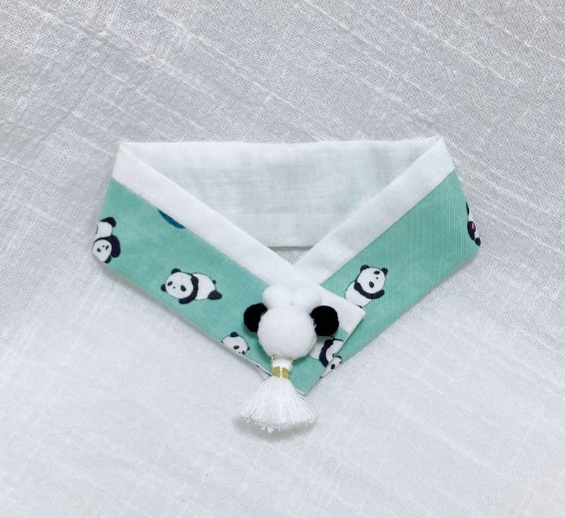 Pet scarf-cute panda with little meat balls - ปลอกคอ - ผ้าฝ้าย/ผ้าลินิน หลากหลายสี