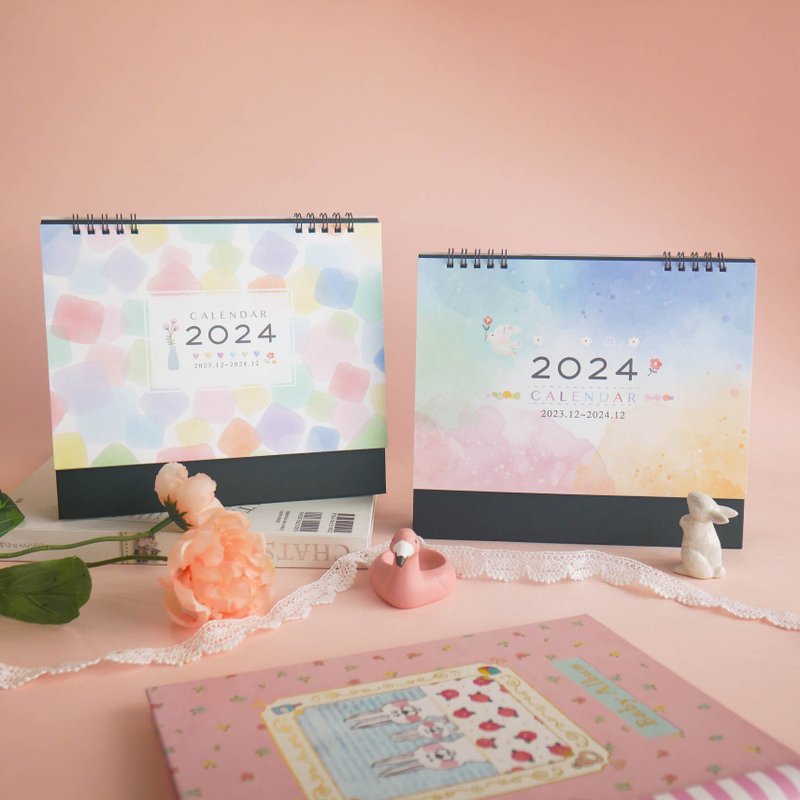 水彩風 - 2024年三角大桌曆(25K) - 日曆/月曆/年曆 - 紙 