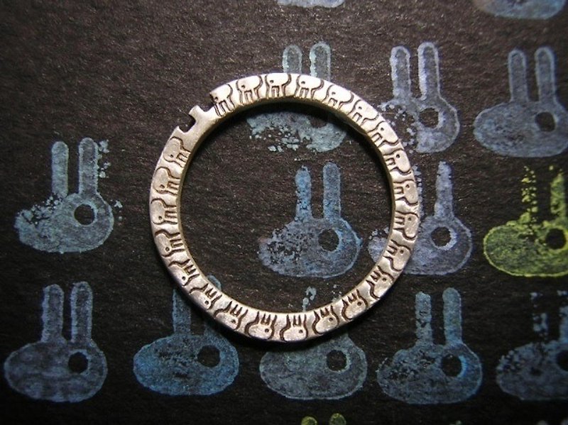 rabbitees ( mille-feuille ) ( engraved stamped message sterling silver jewelry rabbit ring 兔 兔子 兔虫 刻印 雕刻 銀 戒指 指环 ) - แหวนทั่วไป - โลหะ 
