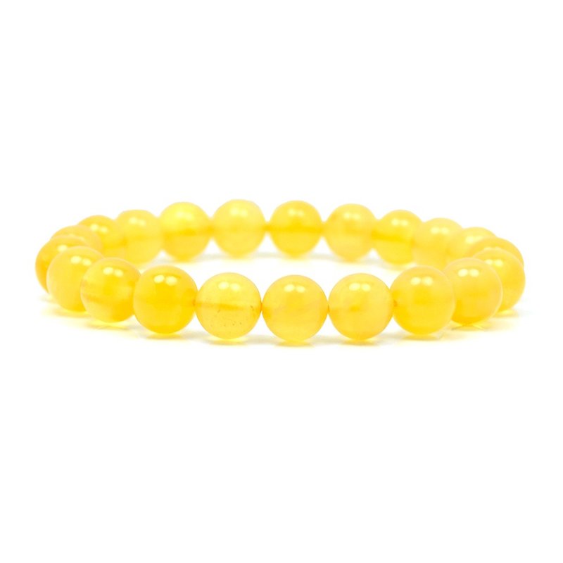 Cloudy Amber Golden Honey Amber 9mm Beads Bracelets Japanese Elastic String - สร้อยข้อมือ - เครื่องประดับพลอย สีทอง