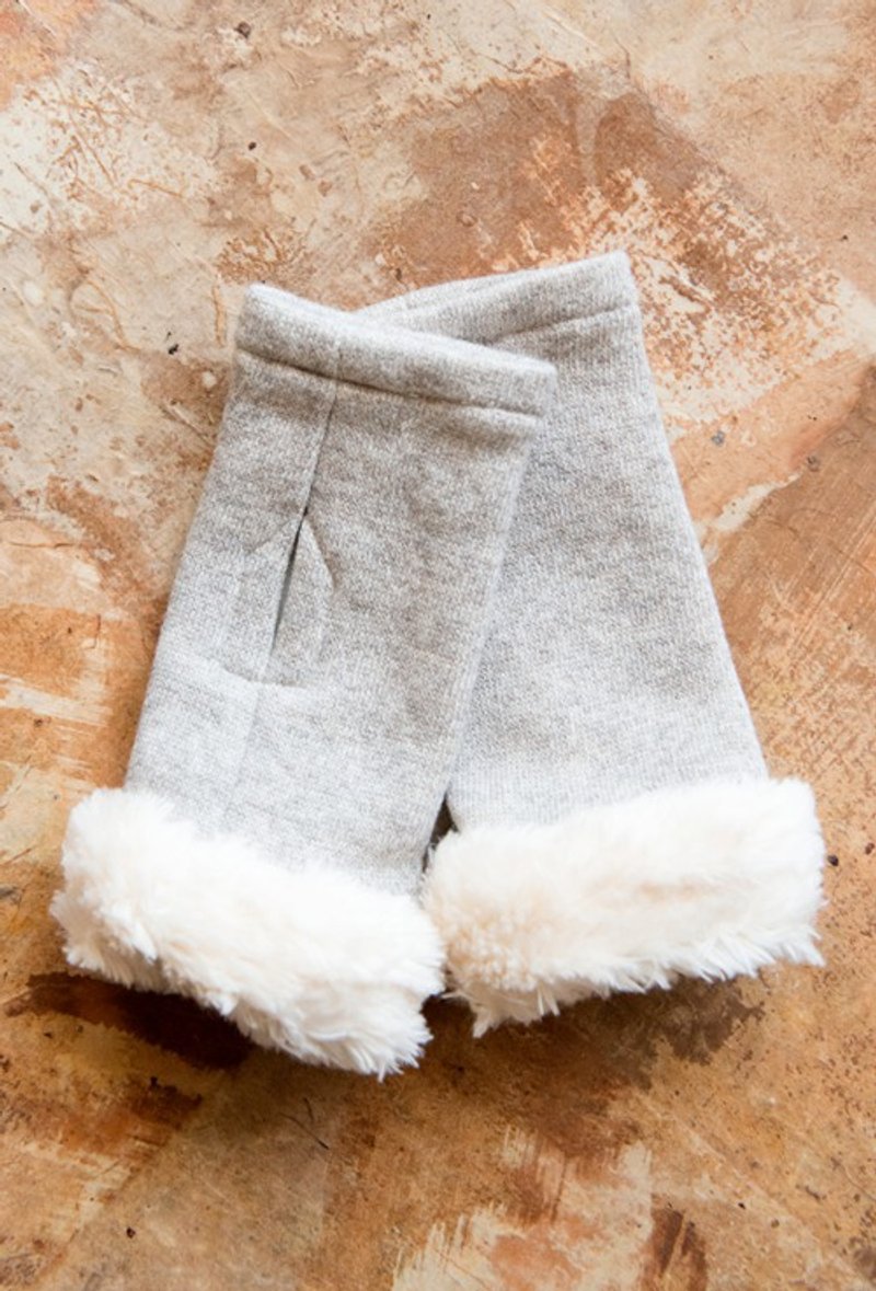 ファー付きハンドウォーマー【OrganicCotton裏起毛ニット生地】 - 其他 - 其他材質 