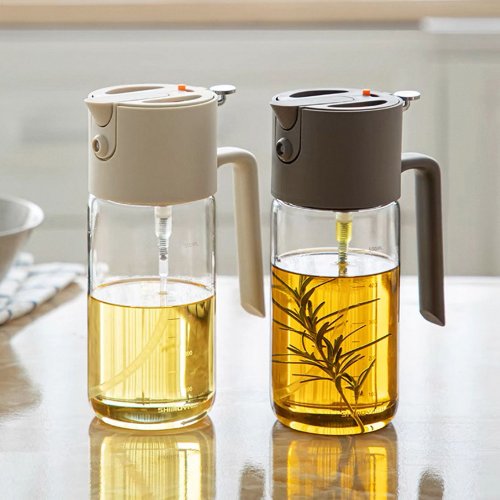 日本霜山 SHIMOYAMA 日本霜山 按壓式噴倒兩用油瓶/玻璃油壺-550ml-多色可選