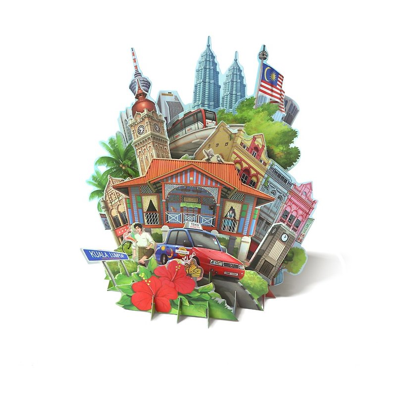 360 3Dグリーティングカード：マレーシアを垣間見る - カード・はがき - 紙 