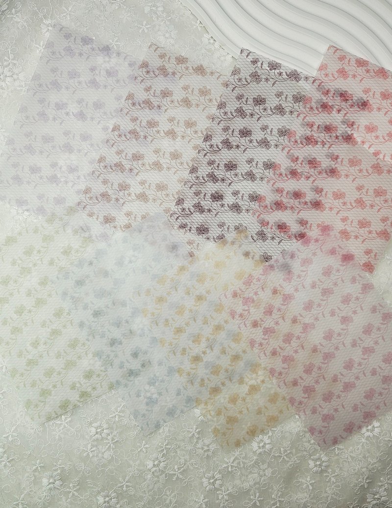 Vintage Flower See-Through Collage Tracing Paper - 便條紙/便利貼 - 紙 多色