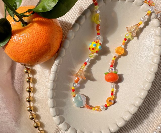 ホットセール] クリスタルオレンジ淡水パール手作りビーズ