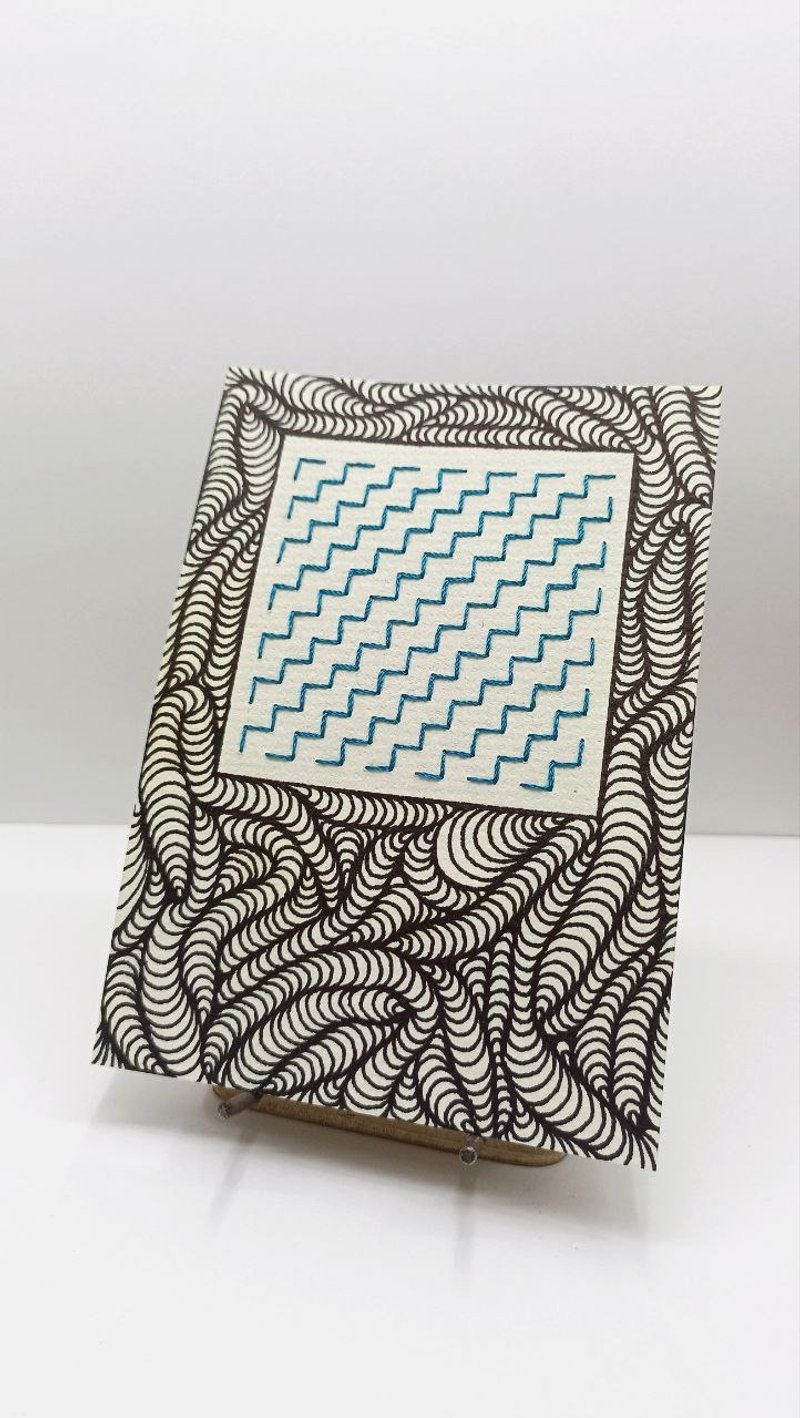 Handmade Sashiko Embroidery Greeting Card – Japanese Inspired - 卡片/明信片 - 紙 
