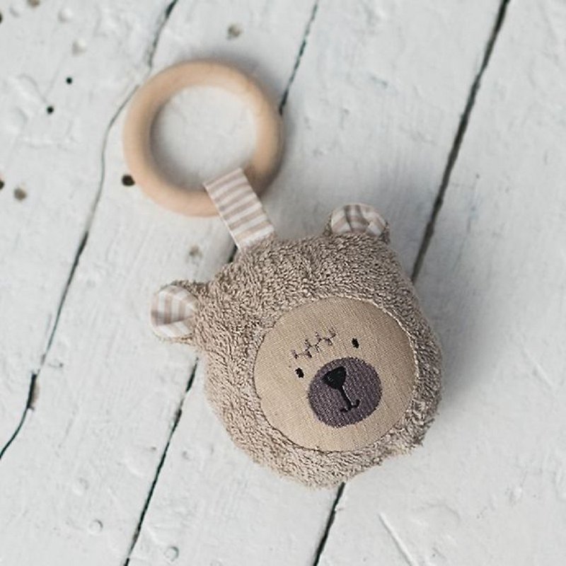 Wooden teething ring toy teddy bear  - 嬰幼兒玩具/毛公仔 - 棉．麻 咖啡色