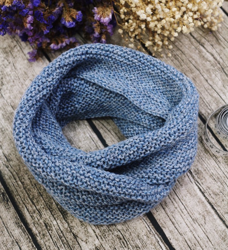Handmade - Mu Mu Lingchen - wool neck circumference [not itch series] - Knit Scarves & Wraps - Wool Blue