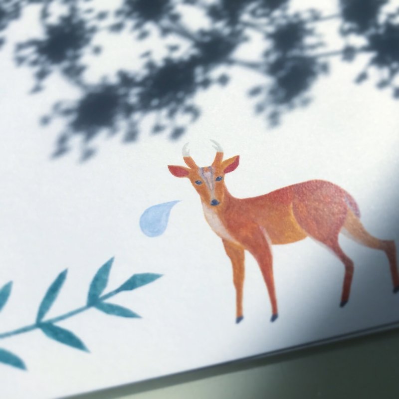 子鹿の野草ワンノート - カード・はがき - 紙 ブルー