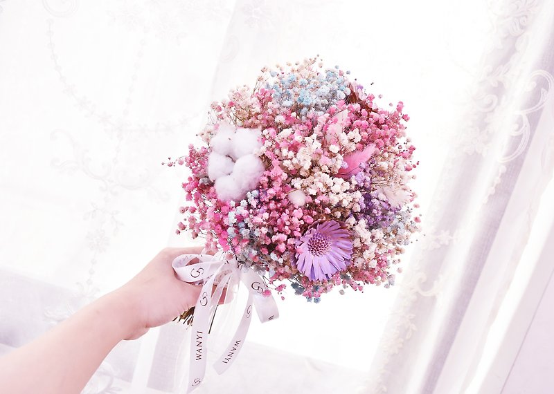 Wedding outdoor shooting dream marshmallow bouquets dry flowers not withered bouquets photo wedding marriage - ตกแต่งต้นไม้ - พืช/ดอกไม้ สึชมพู