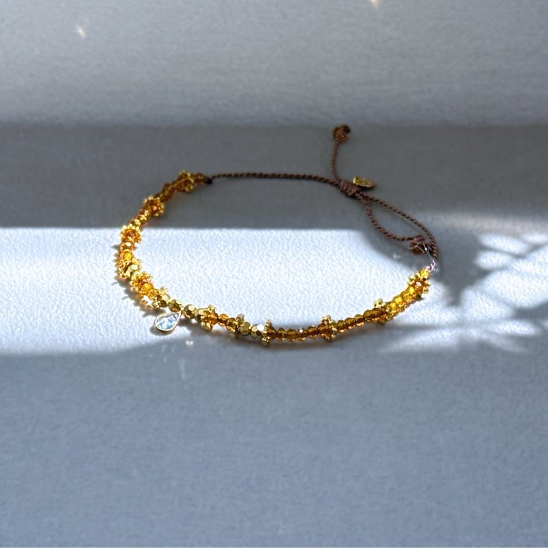 【新品】璀璨手環 (古銅金)_ 水晶 古董玻璃珠手鍊 可調手圍 - 手鍊/手鐲 - 寶石 金色