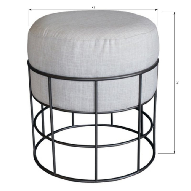 Iron stool fabric footstool with iron (大) - Other Furniture - Other Metals 