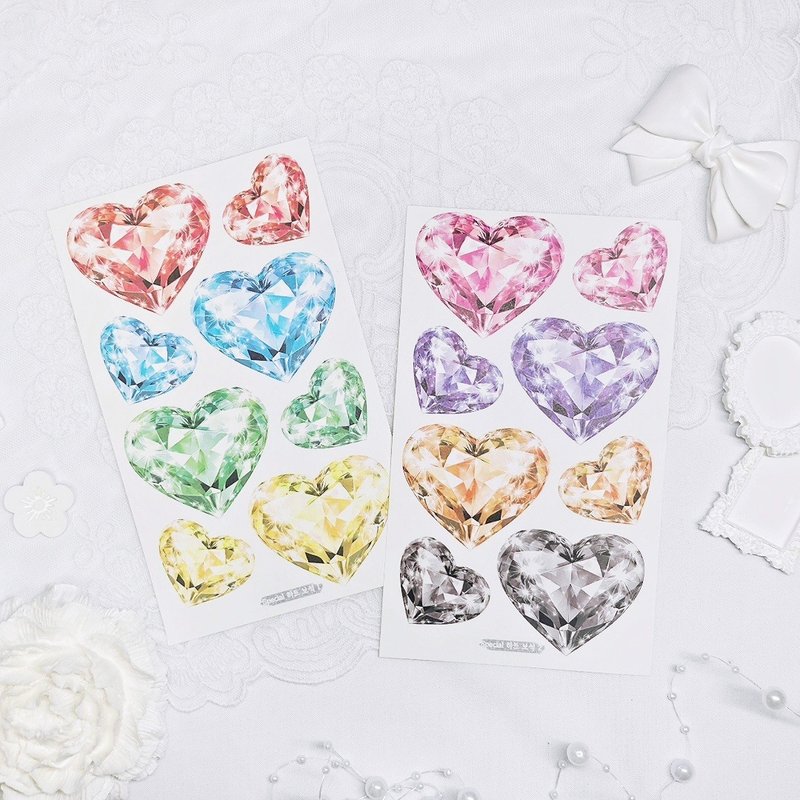 Heart jewel paper sticker - 貼紙 - 紙 