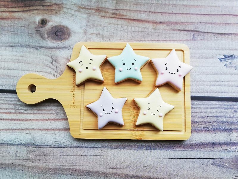 Star illustration emoticon frosting biscuits handmade biscuits wedding small objects kindergarten birthday - คุกกี้ - วัสดุอื่นๆ 