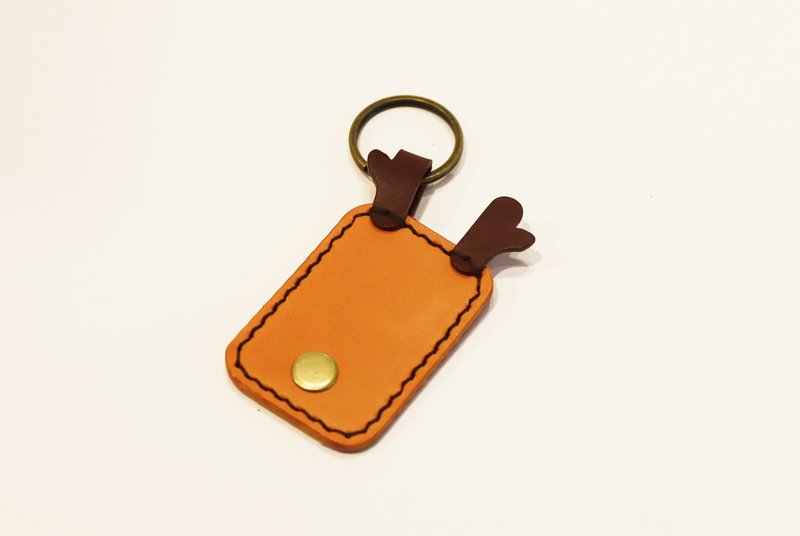 【Leather reindeer key ring】European vegetable tanned cowhide / customized lettering - ที่ห้อยกุญแจ - หนังแท้ สีนำ้ตาล