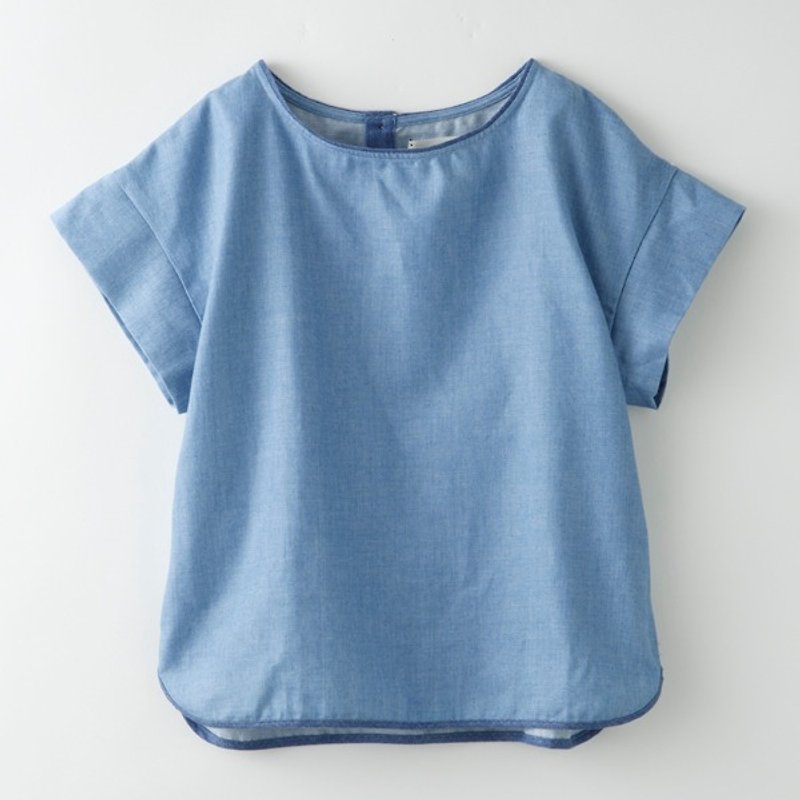 Side Tack Blouse  Denim 8411-03002-34 - เสื้อผู้หญิง - ผ้าฝ้าย/ผ้าลินิน สีน้ำเงิน
