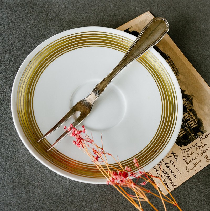 Baroque shape double tooth fruit Silver fork-Western Antique - ช้อนส้อม - เงิน 