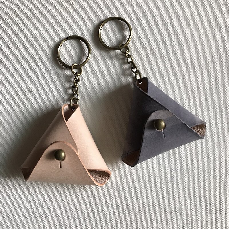 2 into the group _ triangle coin purse _ original leather + gray blue - Keychains - Genuine Leather Multicolor