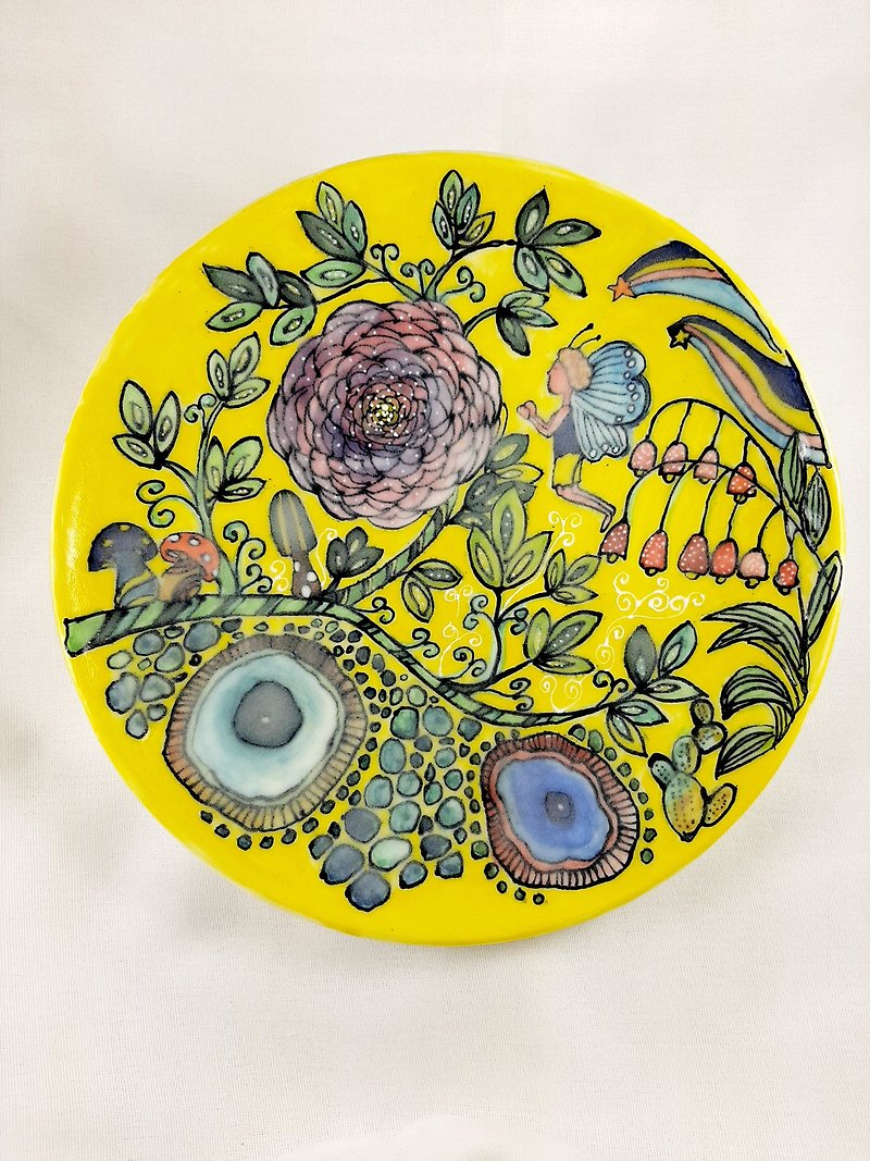 仙子花園大瓷盤 - 盤子/餐盤/盤架 - 瓷 多色