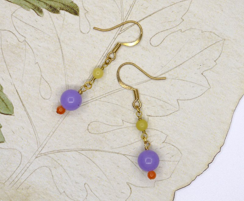 [Riitta] Vienna purple jade earrings (changeable clip type) - ต่างหู - เครื่องเพชรพลอย 