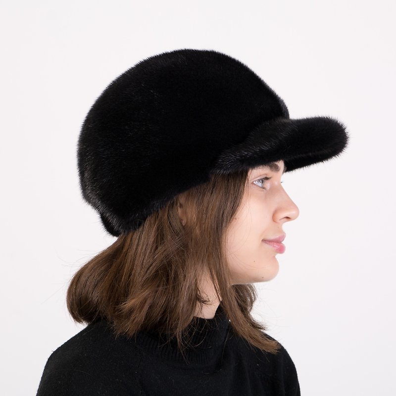 Womens Fur Baseball Cap Winter From 100% Real Luxury Fur Mink - Hats & Caps - Other Materials Multicolor