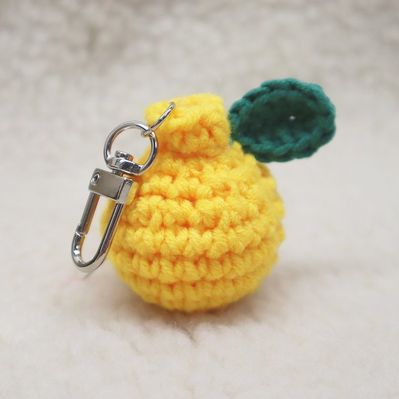 橘子鑰匙鏈 - 鑰匙圈/鎖匙扣 - 繡線 黃色